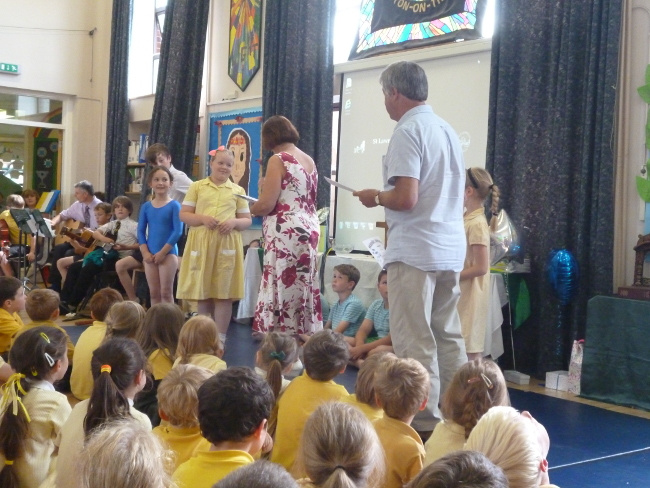 Gordon Clarke and Linda Scott OBE Trustees at St Lawrence School Award ceremony 