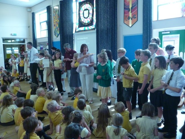 Gordon Clarke and Linda Scott OBE Trustees at St Lawrence School Award ceremony 